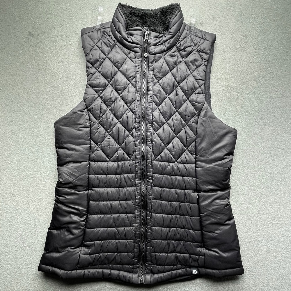 Mondetta Outdoor Project Women Black Quilted Fleece Puffer Vest M Insulated